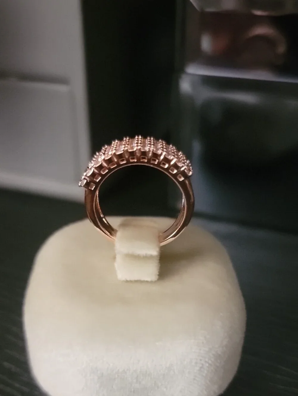 Rose Gold Pavé Multi-Row Crystal Statement Ring - Women Jewelry
